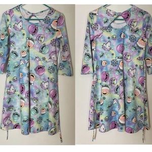 NWOT - Unicorn Emoji pastel bow back girl dress